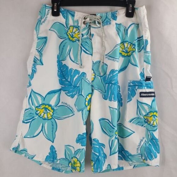 Abercrombie & Fitch Other - Abercrombie and Fitch Men's (XS-31) Blue & White Topical Print Swim Board Shorts